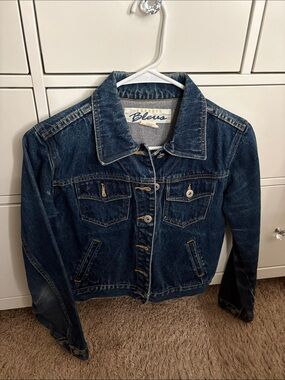 Vintage Express Bleus Dark Blue Denim Jacket - Women's